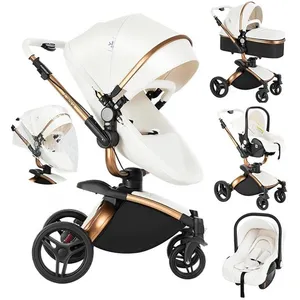 Poussette Magic ZC Poussette 3 en 1 Poussette combinées Poussette cosy voyage Cuir PU Rotation à 360° Pare-soleil Frein à pied pas cher