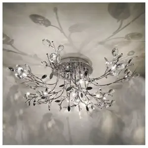 KOSILUM Plafonnier chromé cristal Aiken télécommande pas cher