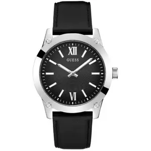 Comparateur de prix : Guess Crescent Montre Homme Acier Cuir Noir GW0628G1