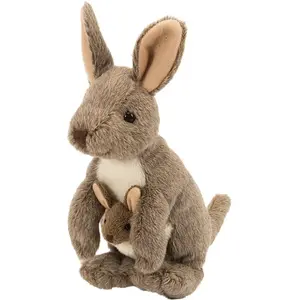 Wild Republic pluche knuffel Kangoeroe met baby - bruin - 20 cm - dieren knuffels pas cher