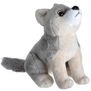 Wild Republic Pluche knuffel wolf van ongeveer 20 cm met echt geluid - Speelgoed knuffelbeesten pas cher