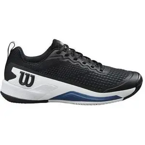 Wilson Chaussures de tennis Rush Pro 4.5 pour homme, Noir Blanc Ensign Bleu, 45 EU