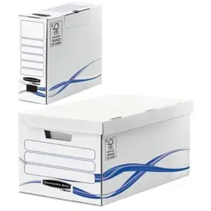 Comparateur de prix : Pack : 1 caisses maxi + 6 boîtes archives dos 8 cm FELLOWES Basic - Bl...