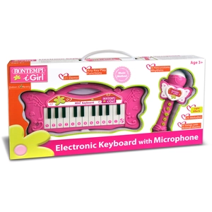 Bontempi clavier iGirlavec microphone 22 touches rose 26 cm pas cher