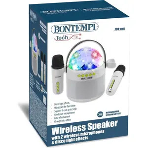 Bontempi Wireless Speaker with Double Microphone and Disco LED Lights,... pas cher