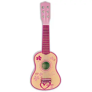 Comparateur de prix : Bontempi Guitare en bois à 6 cordes pour enfants Rose 55 cm