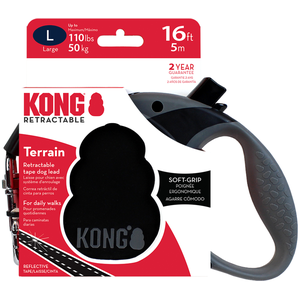 KONG Terrain Rollijn   Hondenriem   Met remsysteem - Tot 50 kg - L - 5 Meter - Zwart pas cher