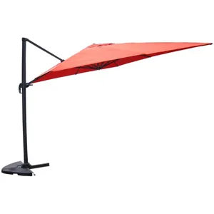 CONCEPT USINE PALATINO - Parasol carré 3x3 déporté rotatif terracotta en aluminium pas cher