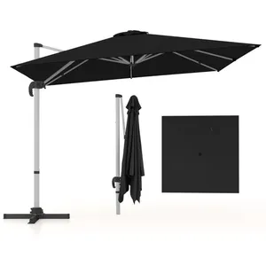 COSTWAY Parasol Déporté Carré de 3m avec Base en Croix Poteau, en Alum... pas cher