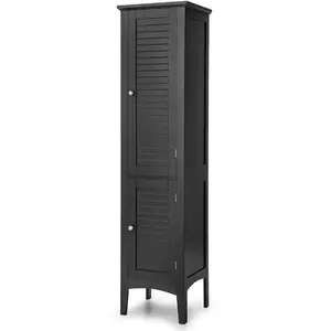 COSTWAY Meuble Colonne de Salle de Bain avec 2 Portes et Rangement à 5... pas cher