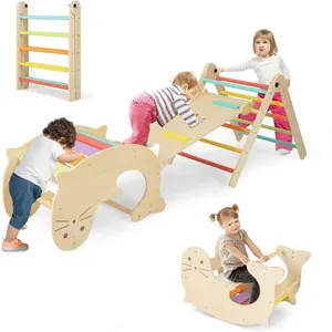 6 en 1 Toboggan - GOPLUS - Triangle d'escalade Montesorri Bois avec Éc...Vendu parcdiscount