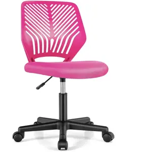 COSTWAY Chaise de Bureau Ergonomique en Maille, Hauteur du Siège Réglable 41-53 cm, pour Enfant, Adolescent, Adulte, Rose pas cher