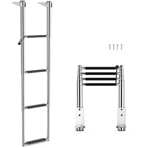 COSTWAY Échelle de Piscine Pliable Télescopique - Acier Inoxydable, 4 ... pas cher