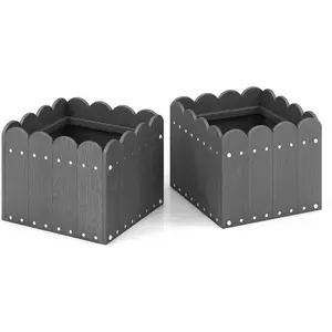 COSTWAY Lot de 2 Carrés Potager en HDPE - Trous de Drainage, Design de... pas cher