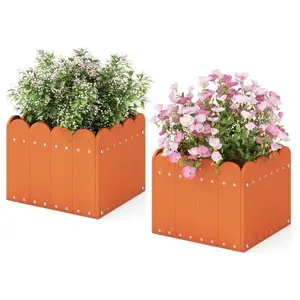 COSTWAY Lot de 2 Carrés Potager en HDPE - Trous de Drainage, Design de... pas cher