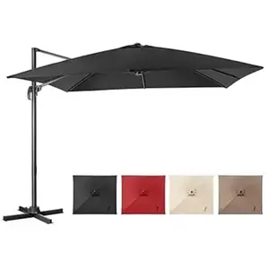 COSTWAY Parasol Déporté Pliable Ø3M avec Base Croisée-Rotation à 360°,... pas cher