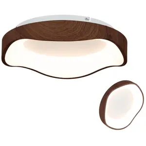 GOPLUS Plafonnier LED 24W Lumière 3000K Moderne-avec Grain de Bois-Eco... pas cher