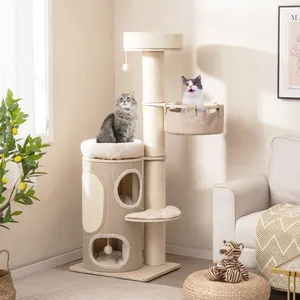 COSTWAY Arbre à Chat Multi-Niveaux de 154 CM, Condo à 2 Étages, Poteau... pas cher