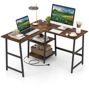 Costway COSTWAY Bureau en Forme de `L¿ avec Prises de Courant et Ports...Vendu parcdiscount