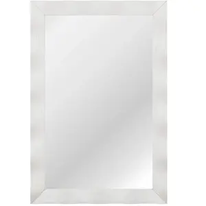 COSTWAY Miroir Mural 106 x 71,5 CM, Bois de Caoutchouc, Miroir de Vanité pour Salon Salle de Bain Chambre Hall d'Entrée, Blanc pas cher