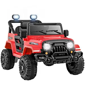 Voiture Électrique COSTWAY-12 V Enfants 3+, Télécommande-Roues Filetées-Demarrage Progressif-Lumières LED-Musique-3 à 6 km/h- Rouge pas cher