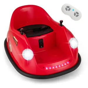 Auto-tamponneuse Électrique Voiture pour Enfants COSTWAY Rotation A 360° Télécommande&Lumières LED&Musique, 76x58x39CMRouge pas cher