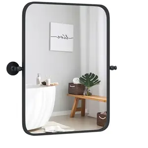 COSTWAY 76x56 cm Miroir de Salle de Bain, Structure en Métal Noir Mat,...