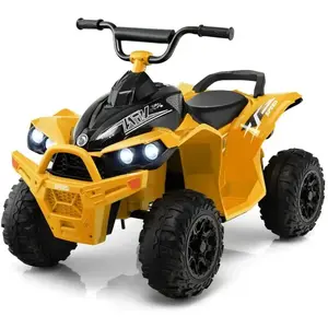 COSTWAY Quad Electrique pour Enfants 12V7Ah, LED, Musique, Klaxon, Roues Larges, pour Enfants 3 à 8 ans, 96 x 58 x 70 cm, Jaune pas cher