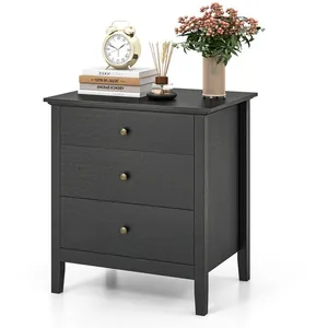 COSTWAY Table de Chevet avec 3 Tiroirs, 60,5 x 45,5 x 65,5 cm, Table d... pas cher