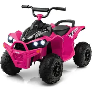 COSTWAY Quad Electrique pour Enfants 12V7Ah, LED, Musique, Klaxon, Roues Larges, pour Enfants 3 à 8 ans, 96 x 58 x 70 cm, RoseVendu parcdiscount