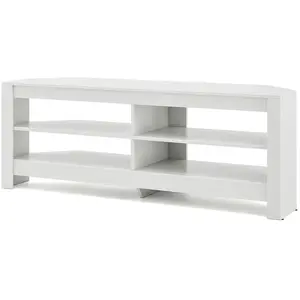COSTWAY 65" Meuble TV à 3 Niveaux, avec Prise de Courant, 4 Etagères Ouvertes, Meuble TV d'Angle pour Salon, Chambre, Blanc pas cher