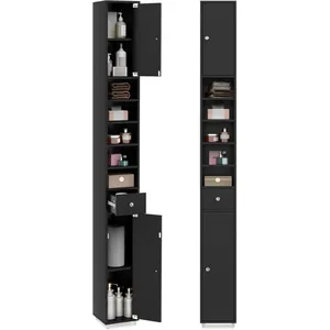 COSTWAY Meuble Colonne de Salle de Bain avec 2 Placards à Porte, 1 Tir... pas cher