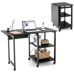 COSTWAY Bureau Pliable sur Roulettes Structure en Métal 107,5 x 54 x 7... pas cher
