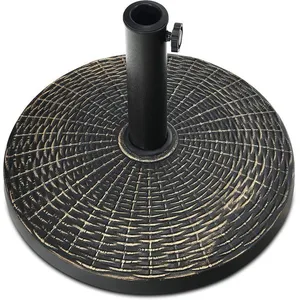 GOPLUS Base de Parasol Ronde Robuste, Support de Parasol en Résine Antique, Diamètre Trou 38 et 48 mm, Bouton Rotatif Manuel, pas cher