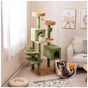 Costway - Arbre à Chat Cactus 160 cm, Tour pour Chat à 6 Étages, 5 Pla... pas cher