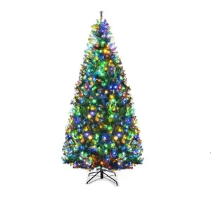 GOPLUS Sapin de Noël Lumineux 180CM350 LED11 Modes dEclairage-1000 Branches Artificiel Réaliste en PVC Ignifugé Décoration Noël pas cher