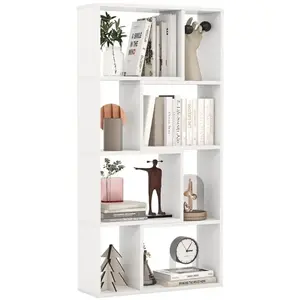 GOPLUS Bibliothèque Géométrique 60x20x120CM-Étagère Ouverte avec 8 Cubes-Autoportante avec 2 Dispositifs Anti-Basculement Blanc pas cher