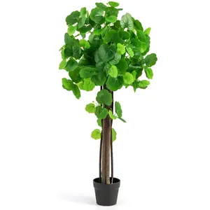 COSTWAY Arbre Artificiel 110 cm de Pommier Crabe, en Pot avec Tronc en Bois Véritable, Branches Réglables pour Maison, Bureau pas cher