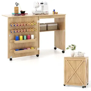 Réhausseur d'Écran Réglable COSTWAY-3 Étagère Rangement-Réhausse Bureau-5 Roues Universelles Verrouillables-58 x 40 x 78 cm-Naturel pas cher