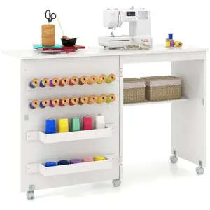 Réhausseur d'Écran Réglable COSTWAY-3 Étagère Rangement-Réhausse Bureau-5 Roues Universelles Verrouillables-58 x 40 x 78 cm-Blanc pas cher