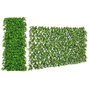 COSTWAY Haie Artificielle Brise-Vue Décoration Extensible, Panneau pour Clôture Décoratif Protection Solaire Vert pas cher
