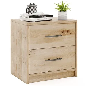 Costway Table De Chevet Avec 2 Tiroirs, Table De Nuit Moderne, Pour Sa... pas cher