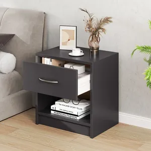 Costway Table De Chevet Avec Tiroirs, Étagère De Rangement Ouverte, Po... pas cher
