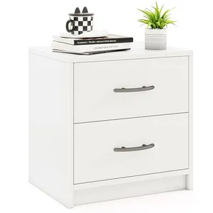 Costway Table De Chevet Avec 2 Tiroirs, Table De Nuit Moderne, Pour Sa... pas cher