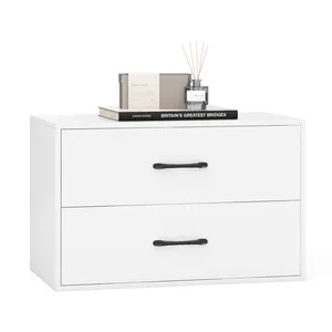 Commode Empilable à 2 Tiroirs COSTWAY, avec Kits Anti-Basculement, pour Chambre, Salon, Bureau, 60 x 34 x 38 cm, Blanc pas cher