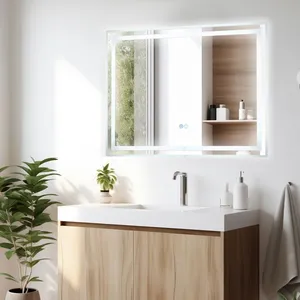 COSTWAY 80 x 60 cm Miroir de Salle de Bain, 3000-6000k - 3 Couleurs, F...