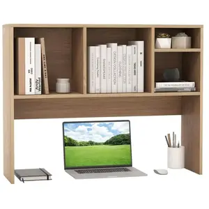 GOPLUS Étagère de Bureau avec 4 Compartiments et Compartiment Arrière Ouvert-94x25x73CM-Charge 65KG pour Bureau NaturelVendu parcdiscount