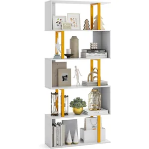 Costway Bibliothèque Géométrique 157 Cm À 5 Niveaux, Cadre En Métal, Etagère De Rangement Autoportante, Kits Anti-BasculementVendu parcdiscount