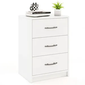 Costway Table De Chevet Avec 3 Tiroirs, 38,5 X 28 X 54 Cm, Table D'app... pas cher