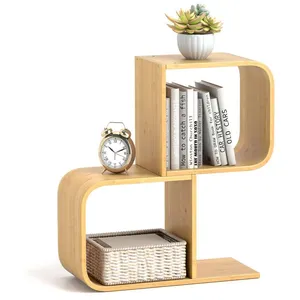 Costway Bibliothèque À 2 Niveaux, Forme De S, Etagère D'angle Géométri... pas cher